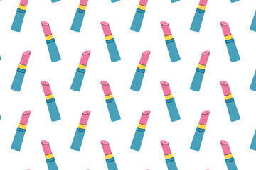 Lipstick pattern. Isolated white background. Flat style vector illustration