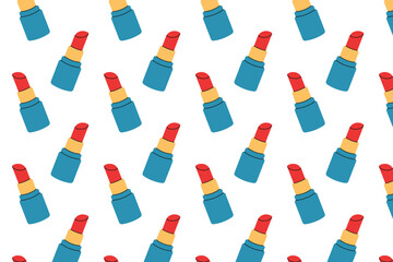 Lipstick pattern. Isolated white background. Flat style vector illustration