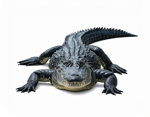 Alligator reptile animal predator wildlife swamp water carnivore amphibian scaly skin powerful jaws teeth claws tail isolated white background