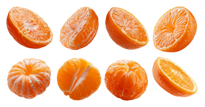 Fresh and Juicy Orange Slices on White Background for Healthy Eating, isolated on transparent background
