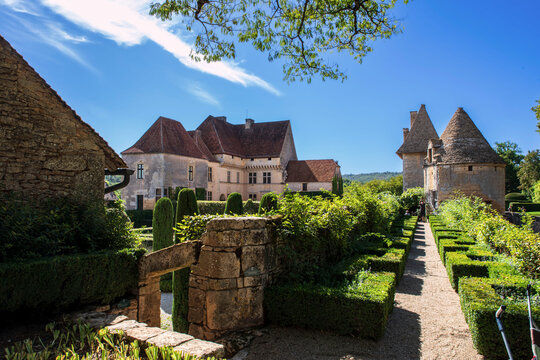 Medieval architecture exterior of Losse Castle in France