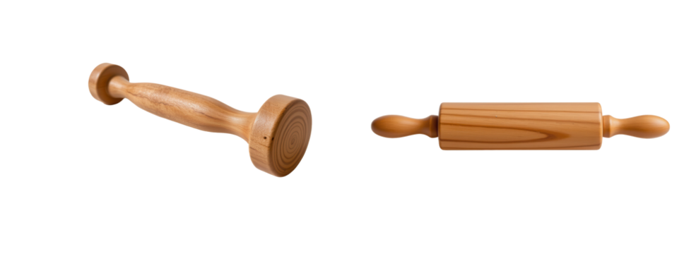 Wooden Rolling Pin with Handle for Baking and Cooking Preparation