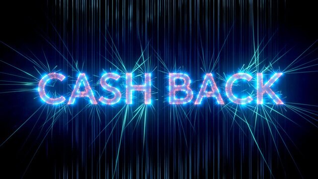 Vibrant Neon Text Cashback with Glowing Effects, Against Dark Background