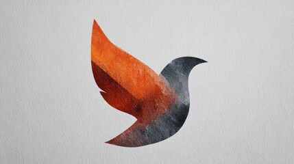 Abstract dove graphic against white background symbolizing peace and freedom