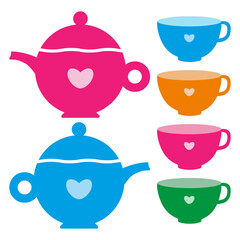 colorful heart teapot and cup set