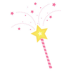 Illustration of a magic wand with magic stars