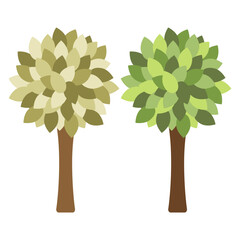 Illustration of cute trees with leaves of different colors