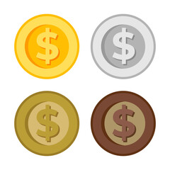 Set of coins with different colors