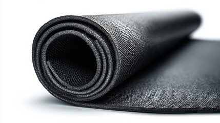 a close up image of a roll of material, which appears to be fabric or possibly artificial turf, showcasing its texture and detail, against a white background