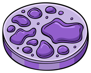Cartoon lilac dessert illustration with abstract purple shapes