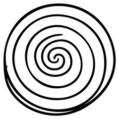 Naklejka premium Hand-drawn black and white spiral on white background, abstract design element.