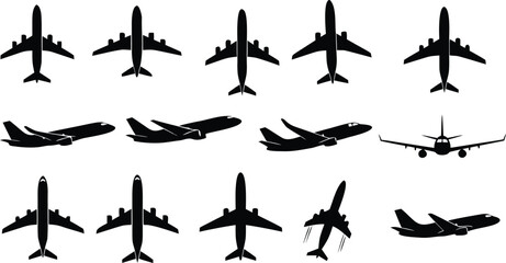Airplane Silhouettes Collection - Modern Aircraft Icon Set
