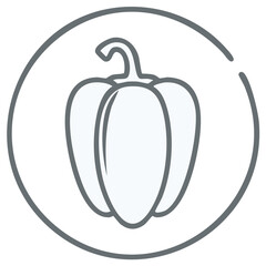 Obraz premium Bell Pepper Outline Icon in a Circle. Vector Illustration, Healthy Vegetable Concept.
