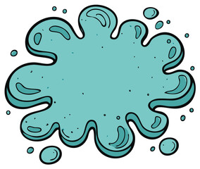 Obraz premium Cartoon Splash of Blue Liquid Droplets Splatter Burst in Bright Bold Style