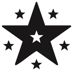 Obraz premium Bold Graphic Star Design with Central Black Star, Inner White Star, and Surrounding Black Stars