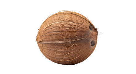 Halved Coconut and a Piece of Coconut Flesh Isolated on White Background