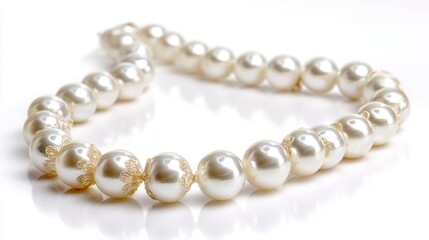 Obraz premium a long necklace with gold colored beads strung together, interspersed with round pearls