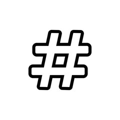 Simple Line Drawing Hash Sign Tag Symbol Icon Illustration