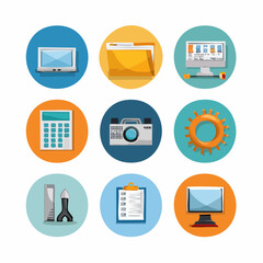 A collection of business and technology icons, perfect for website designs and apps
