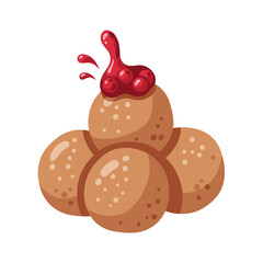 Delicious Arancini Balls Topped with Red Sauce Illustration.