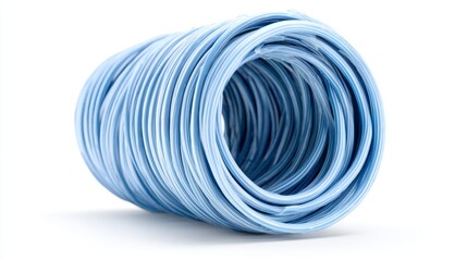 blue springs coiled in a cylindrical pattern against a white background