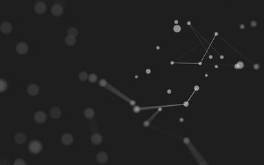 Abstract background. Molecules technology with polygonal shapes, connecting dots and lines. Connection structure. Big data visualization.