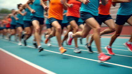 Fototapeta premium Blurred image of a marathon runner for health reasons