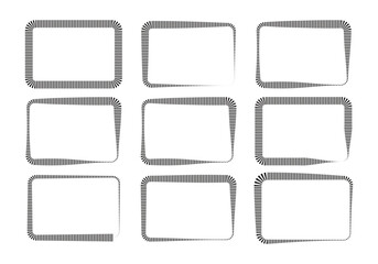 Set of nine blank rectangular frame border designs with rounded corners and a textured edge, perfect for graphic design projects