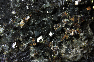 Sphalerite and Needle Quartz Crystals on Galena from the Rhodope Mountains, Bulgaria
