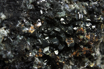 Sphalerite and Needle Quartz Crystals on Galena from the Rhodope Mountains, Bulgaria
