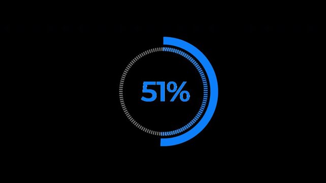 51% Blue Pie Chart Infographic Animation Alpha Channel (Transparent Background) Data Visualization, Statistics, Business Video