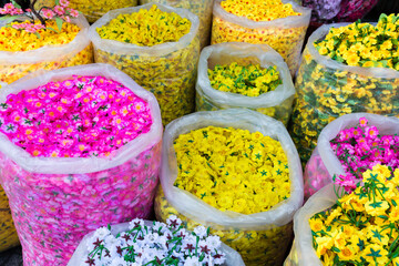 Silk flowers at Ben Thanh Market Ho Chi Minh City Vietnam