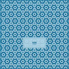 pattern of multiple unique gears with monochrome blue style