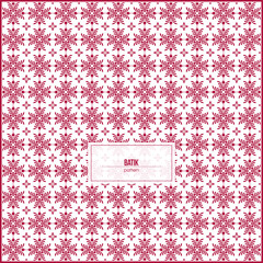 beautiful batik pattern of unique red flowers with symmetrical shape