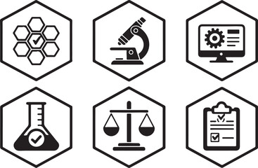 Flat black silhouette icon set of ai powered diagnostics tools