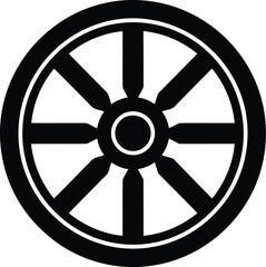 Naklejka premium Simple minimalist wheel icon vector graphic isolated on represents cycles progress journey vector