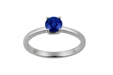 Silver engagement ring with blue sapphire gemstone