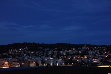 Beautiful view of coastal city in evening