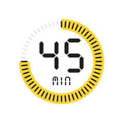 Yellow Digital Countdown Timer Icon Showing 45 Minutes