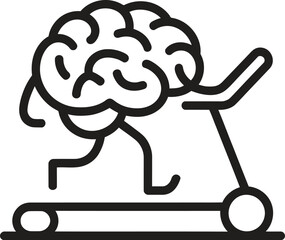 Cartoon brain exercising on a treadmill for mental fitness