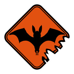 Cool Bat Silhouette Warning Sign Danger Zone Halloween