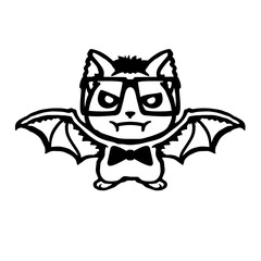 Cute Nerd Bat Glasses Bow Tie Halloween Geek