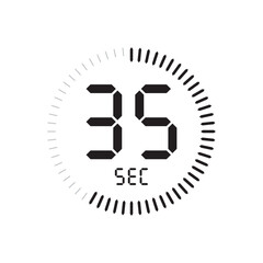 Digital countdown timer icon showing 35 seconds progress