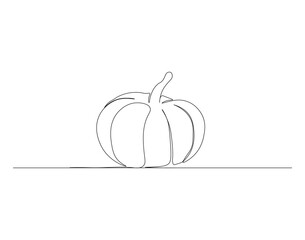 Pumpkin line continuous drawing vector. One line art of Pumpkin. Happy thanksgiving concept. Editable outline.