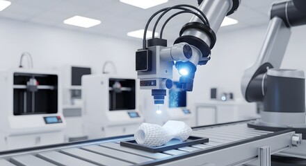 Robotic Surgical Arm Operating on Medical Dummy in Modern Laboratory