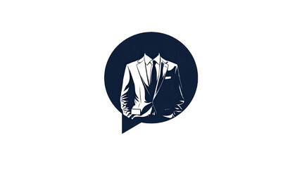 Formal suit silhouette within a speech bubble concept for business