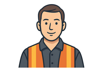 Skilled technician portrait illustration clean cutout on transparent backdrop crisp vector