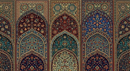 Intricate Islamic Inspired Architectural Pattern with Floral Motifs