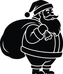 Festive santa claus silhouette with gift sack for winter holiday celebrations vector