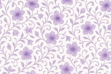 Elegant purple floral wallpaper with delicate blossoms and swirling vines seamless pattern